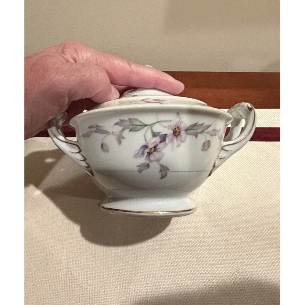 Vintage Creamer and Sugar Set in the Garland Pattern by Empress China of Japan,